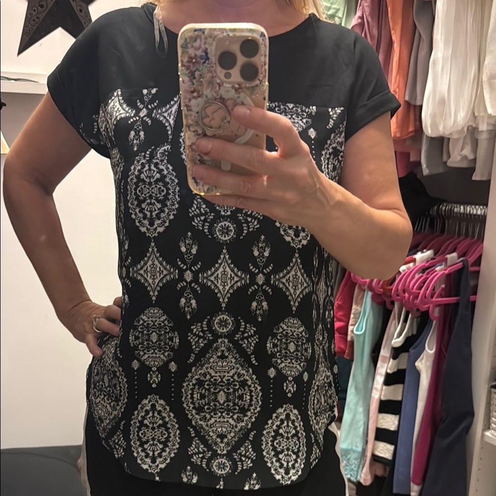Rewind Black and White Graphic Short Sleeve T-Shirt